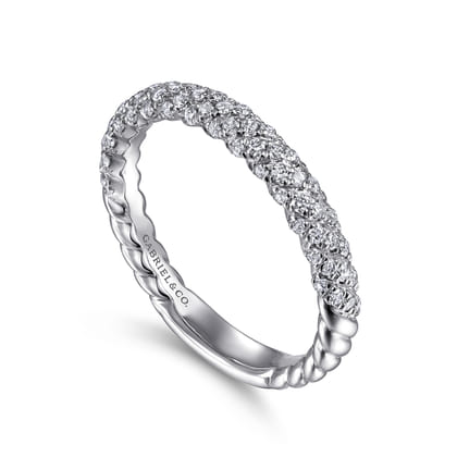14K White Gold Diamond Pave Band