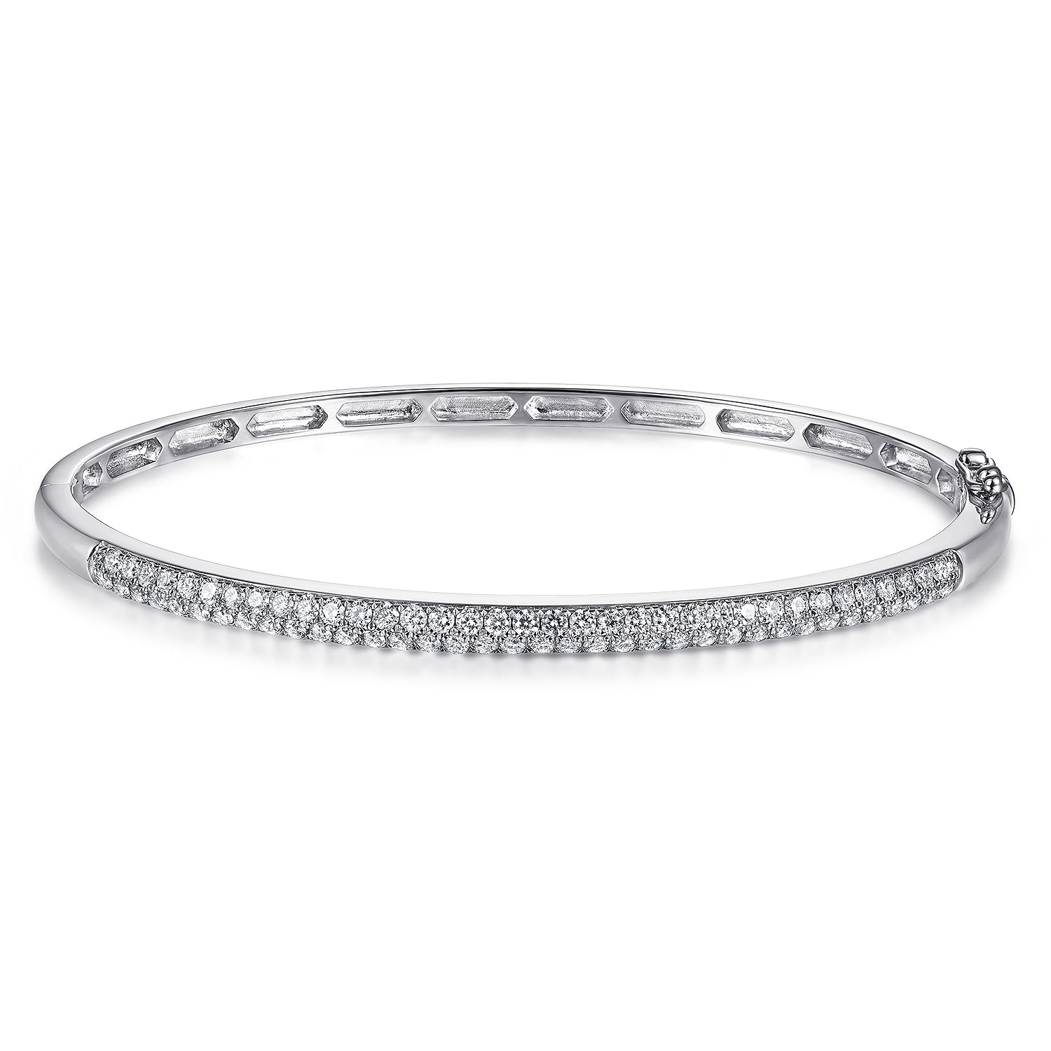 14K White Gold Diamond Pave Bangle - 1.05 ct - Shot 1