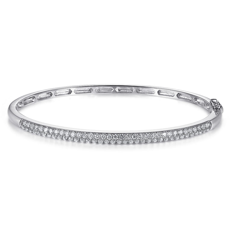 14K White Gold Diamond Pave Bangle - 1.05 ct - Shot 1