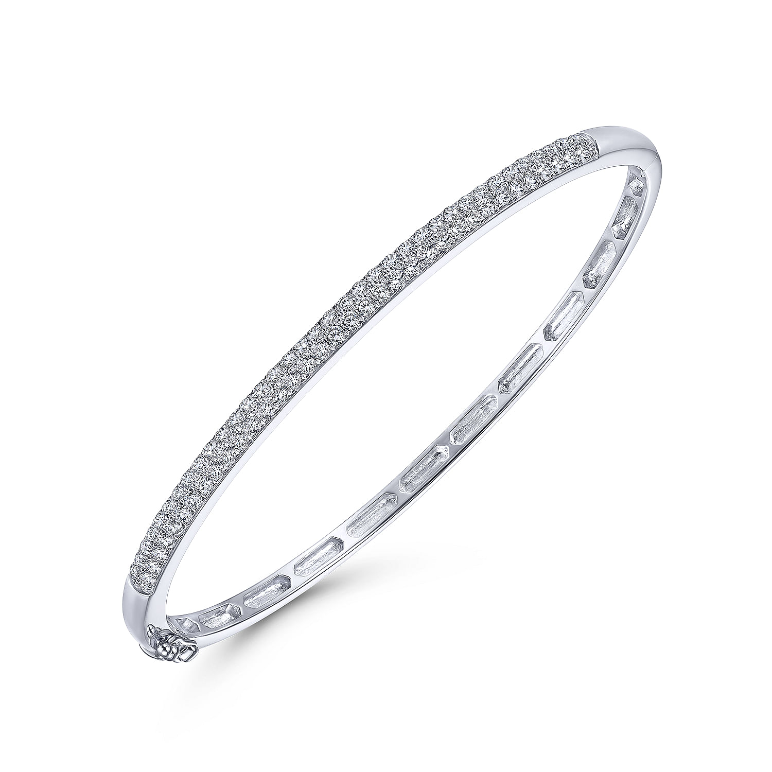 14K White Gold Diamond Pave Bangle - 1.05 ct - Shot 2