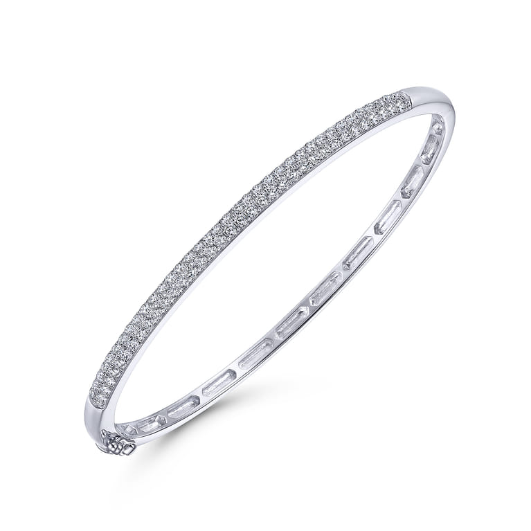 14K White Gold Diamond Pave Bangle - 1.05 ct - Shot 2