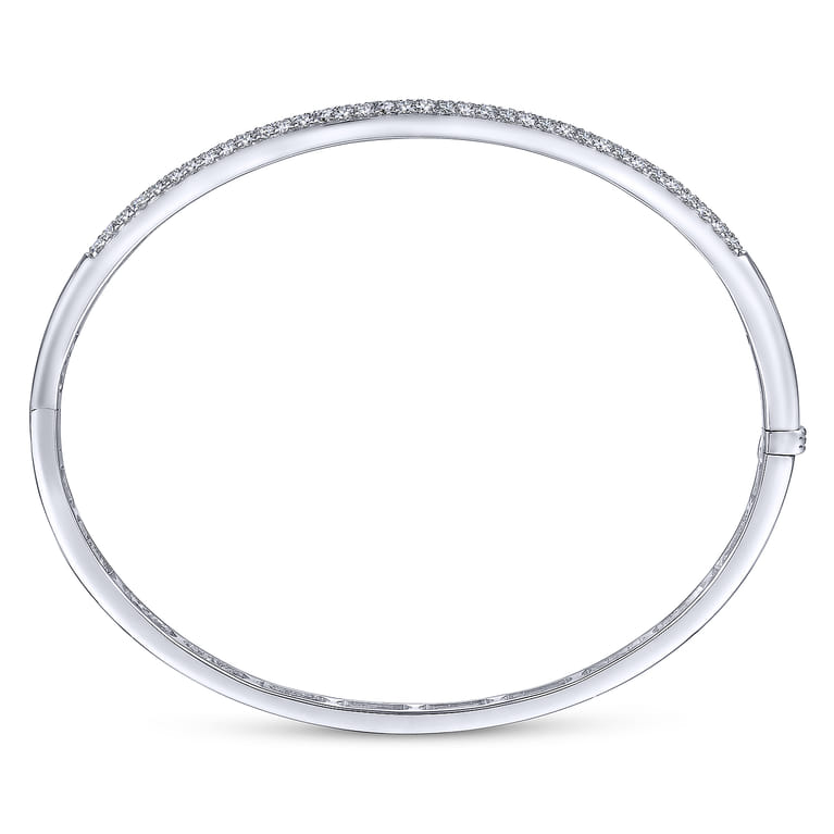 14K White Gold Diamond Pave Bangle - 1.05 ct - Shot 3