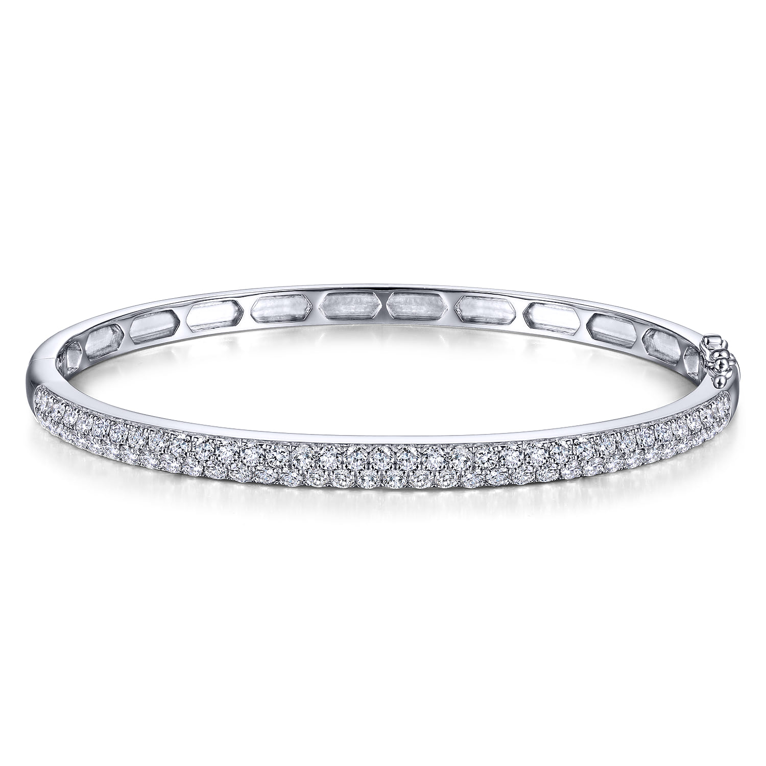 14K White Gold Diamond Pave Bangle - 1.87 ct - Shot 1