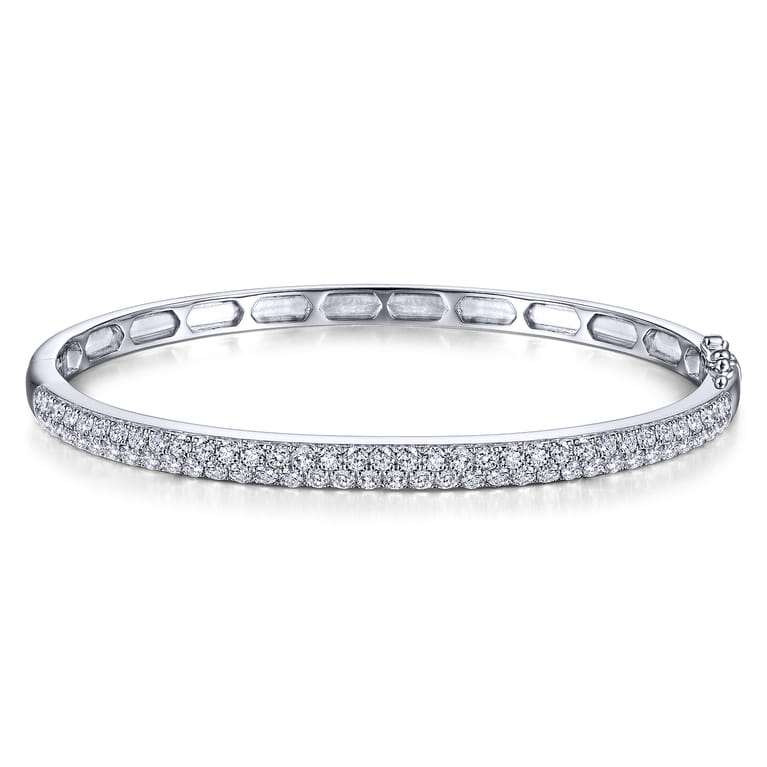 14K White Gold Diamond Pave Bangle - 1.87 ct - Shot 1