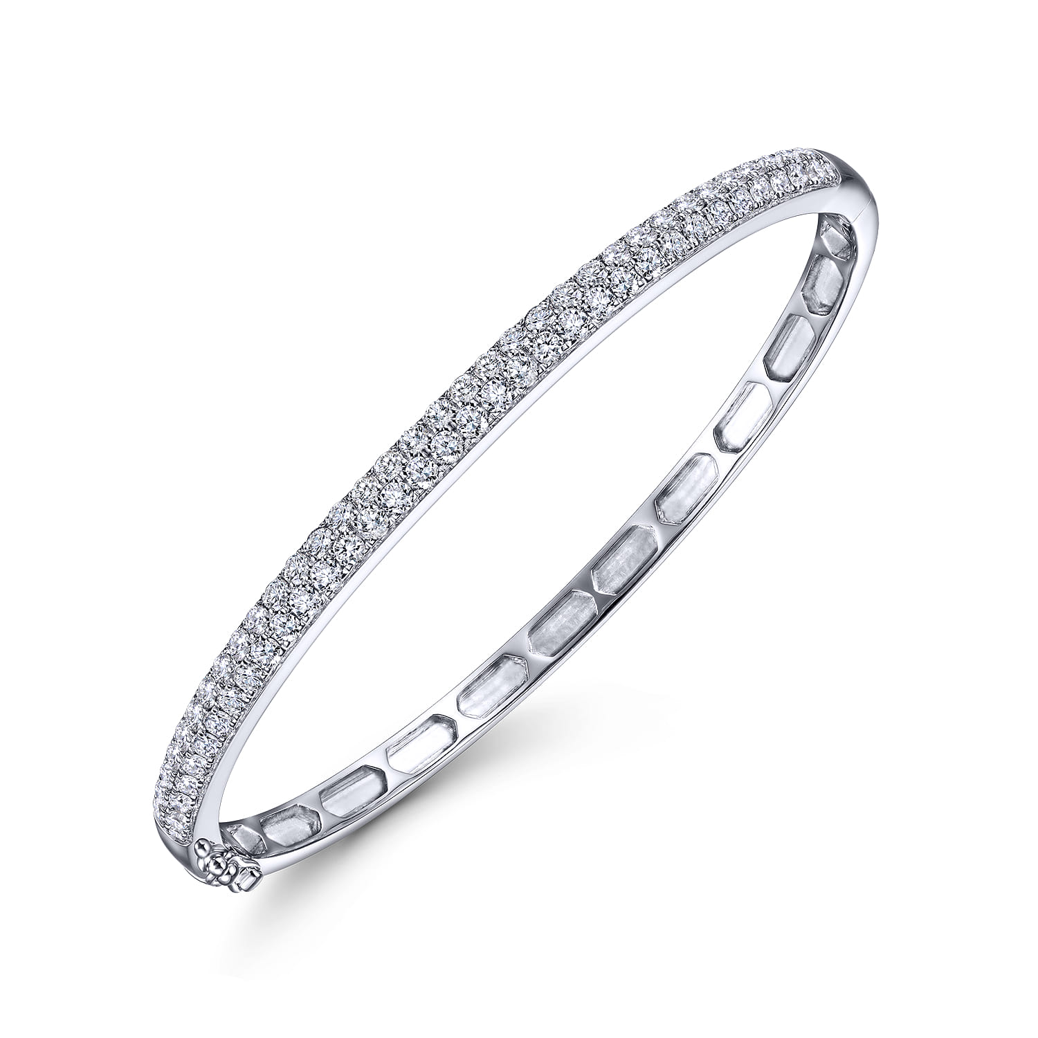 14K White Gold Diamond Pave Bangle - 1.87 ct - Shot 2