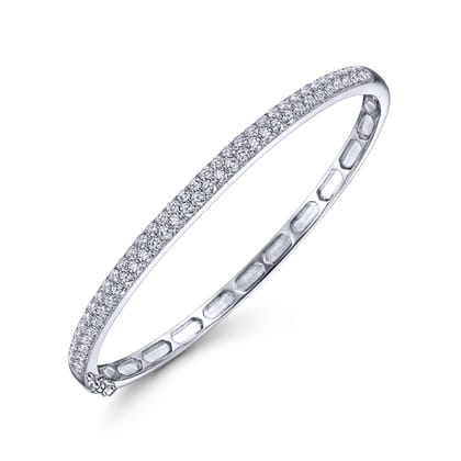14K White Gold Diamond Pave Bangle
