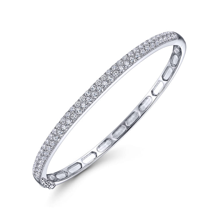 14K White Gold Diamond Pave Bangle - 2 ct - Shot 2