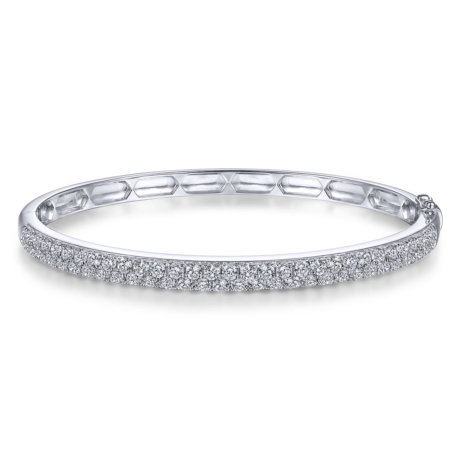14K White Gold Diamond Pave Bangle - 2 ct - Shot 1
