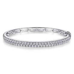 14K White Gold Diamond Pave Bangle