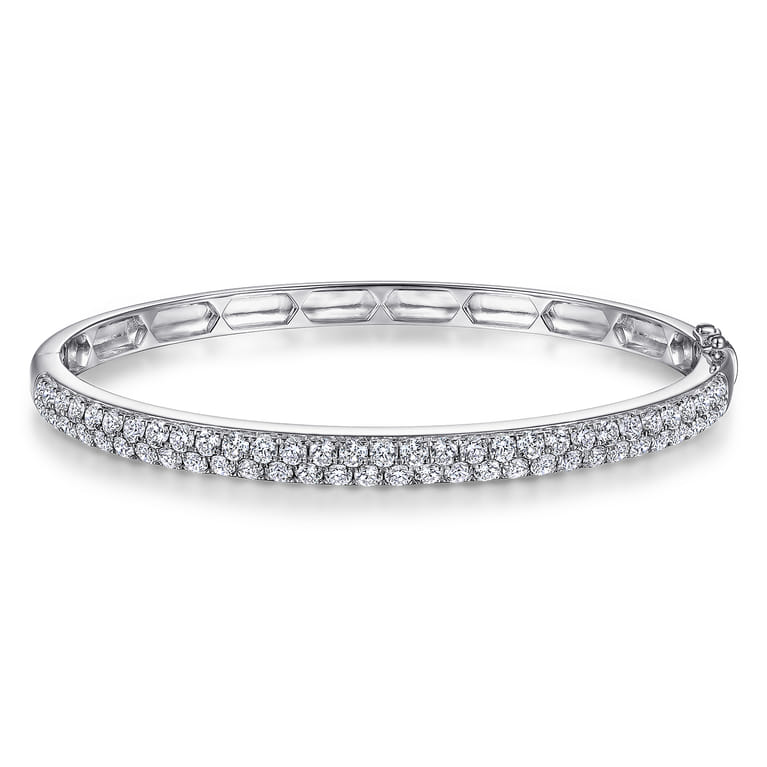 14K White Gold Diamond Pave Bangle - 2.89 ct - Shot 1