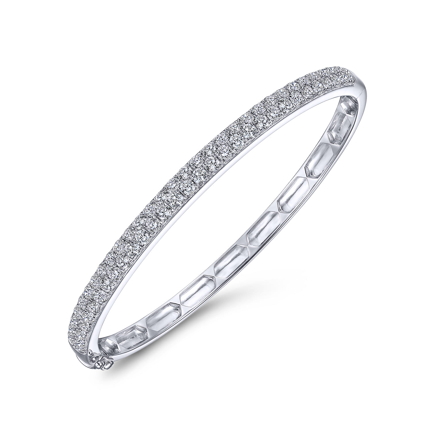 14K White Gold Diamond Pave Bangle - 2.89 ct - Shot 2