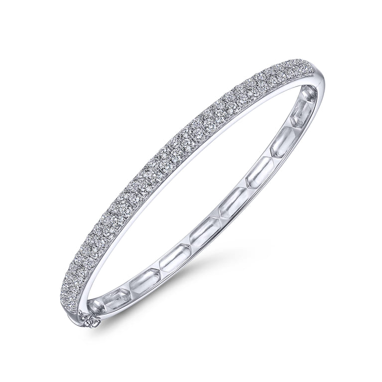 14K White Gold Diamond Pave Bangle - 2.89 ct - Shot 2
