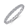 14K White Gold Diamond Pave Braided Bangle - 1.75 ct