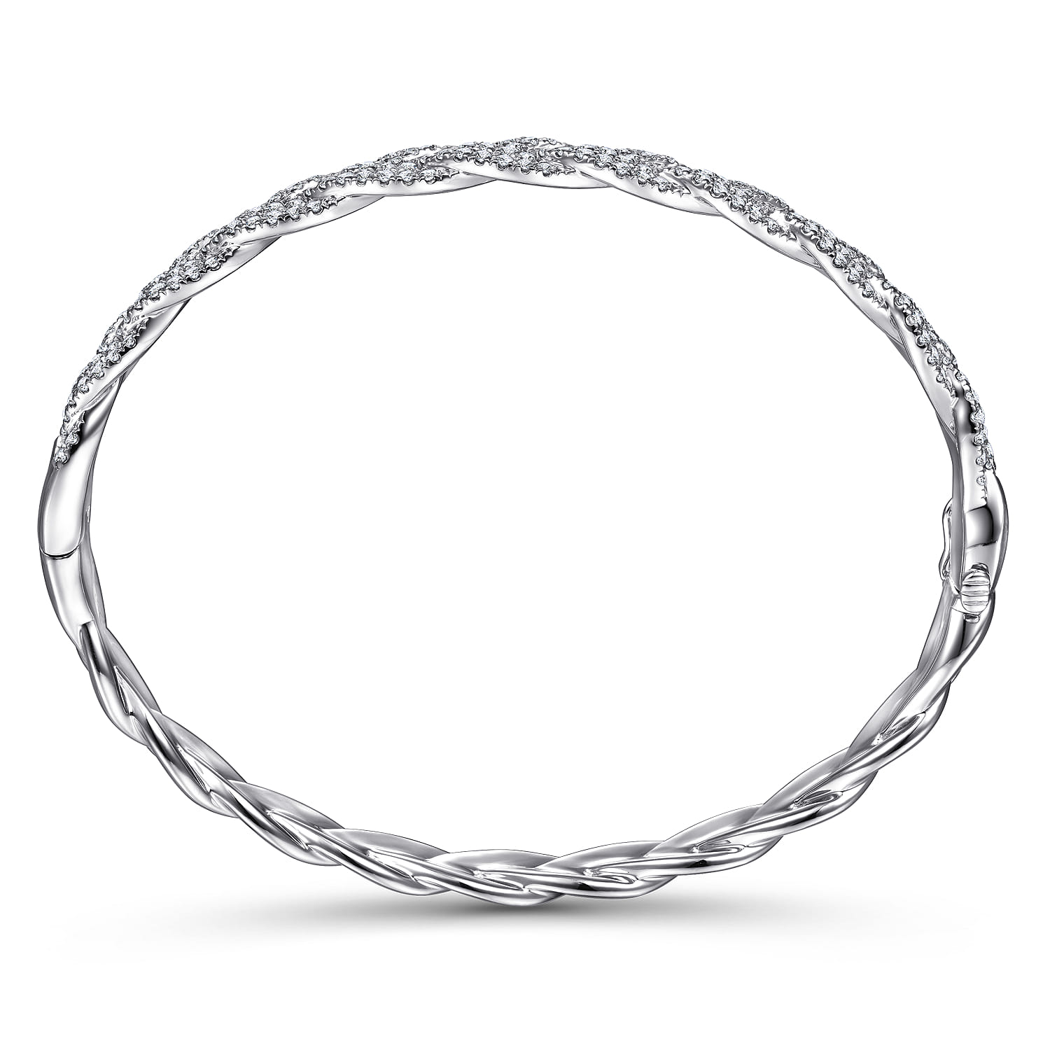 14K White Gold Diamond Pave Braided Bangle - 1.75 ct - Shot 3