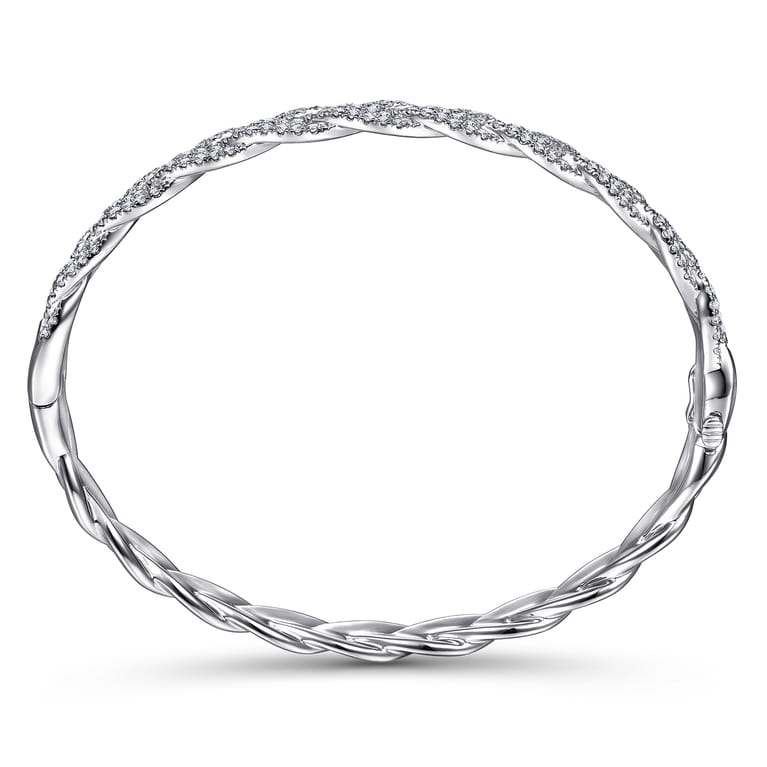 14K White Gold Diamond Pave Braided Bangle - 2.35 ct - Shot 3