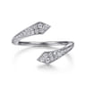 14K White Gold Diamond Pave Bypass Open Ring - 0.25 ct