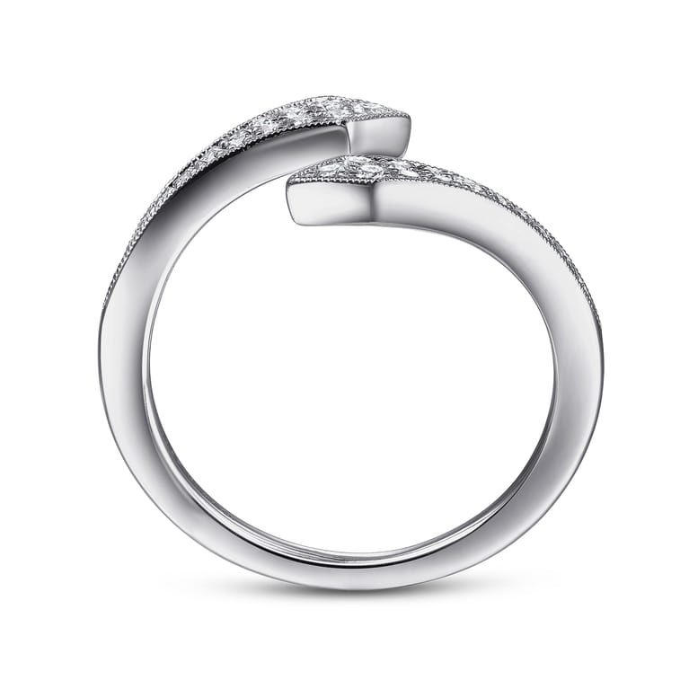 14K White Gold Diamond Pave Bypass Open Ring - 0.25 ct - Shot 2