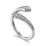 14K White Gold Diamond Pave Bypass Open Ring - 0.25 ct