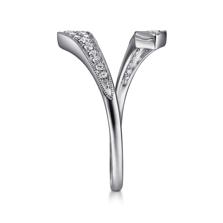 14K White Gold Diamond Pave Bypass Open Ring - 0.25 ct - Shot 4