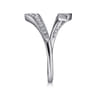 14K White Gold Diamond Pave Bypass Open Ring - 0.25 ct