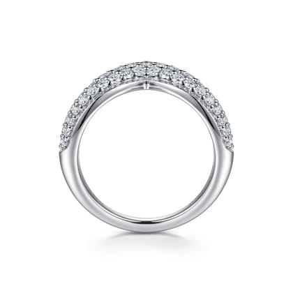 14K White Gold Diamond Pave Chevron Pinkie Ring