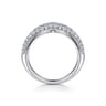 14K White Gold Diamond Pave Chevron Pinkie Ring - 0.6 ct