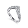 14K White Gold Diamond Pave Chevron Pinkie Ring - 0.6 ct