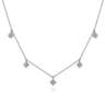 14K White Gold Diamond Pave Clover Drop Necklace - 0.25 ct