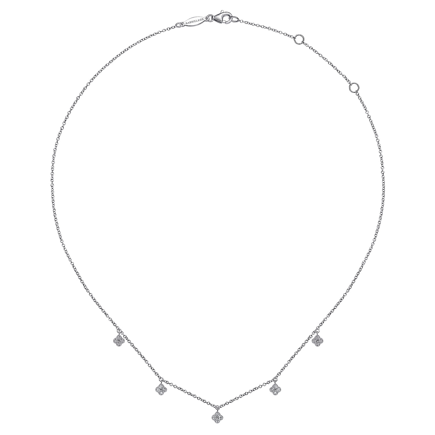 14K White Gold Diamond Pave Clover Drop Necklace - 0.25 ct - Shot 2
