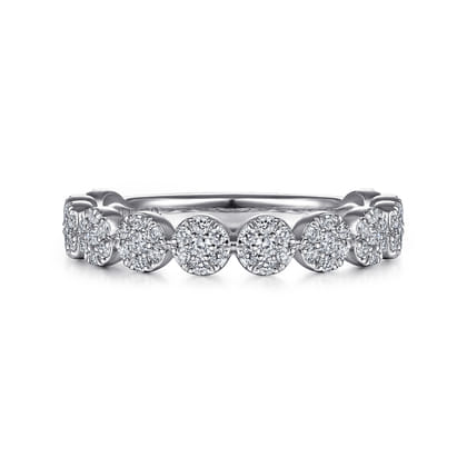 14K White Gold Diamond Pave Cluster Ring