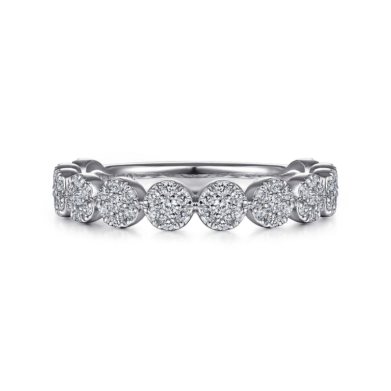 14K White Gold Diamond Pave Cluster Ring - 0.5 ct - Shot 1