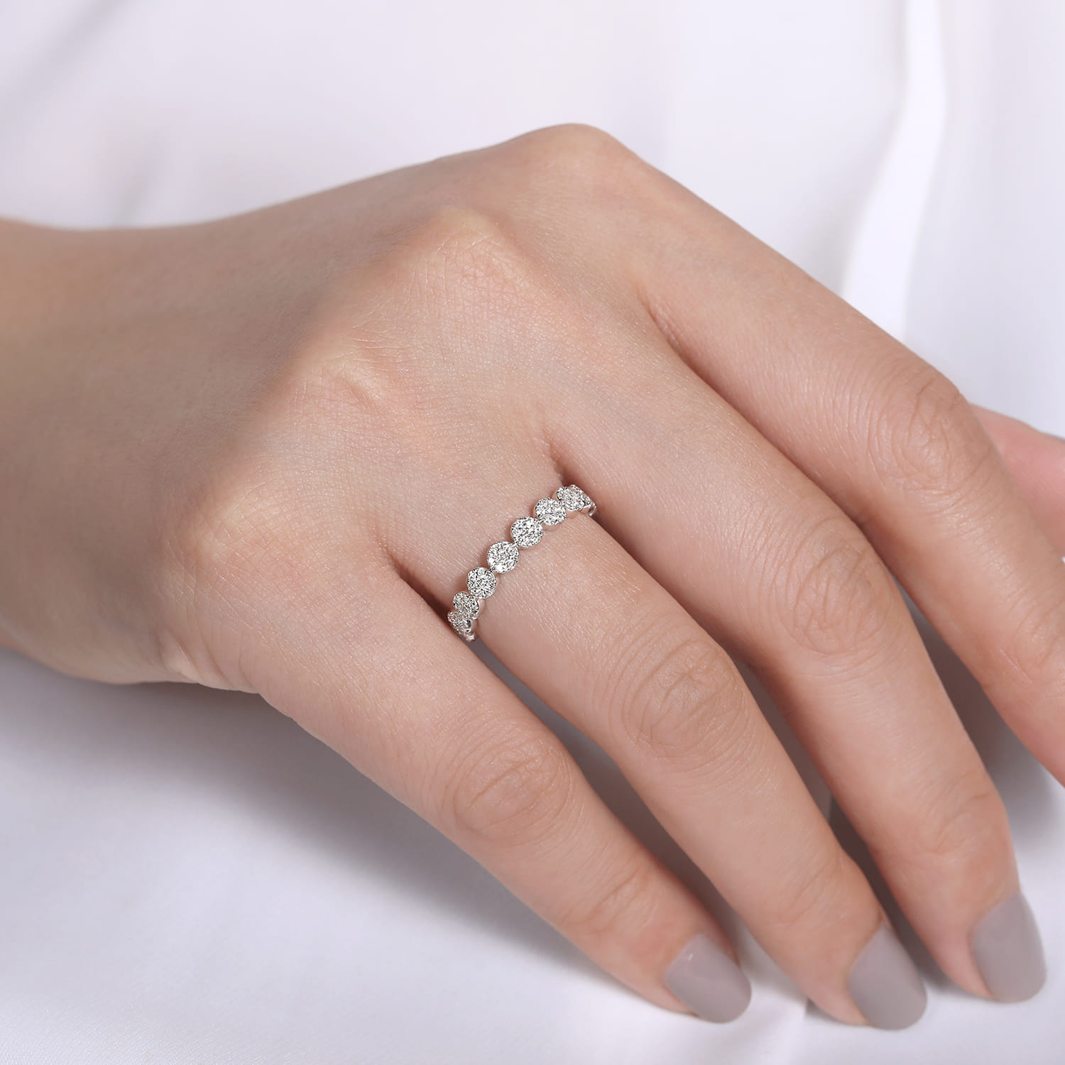 14K White Gold Diamond Pave Cluster Ring - 0.5 ct - Shot 5