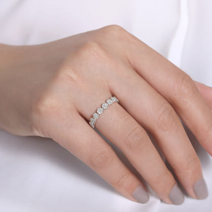 14K White Gold Diamond Pave Cluster Ring