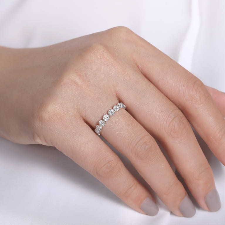 14K White Gold Diamond Pave Cluster Ring - 0.5 ct - Shot 5