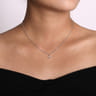 14K White Gold Diamond Pave Crescent Moon Pendant Necklace - 0.04 ct
