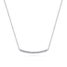 14K White Gold Diamond Pave Curved Bar Necklace - 0.19 ct