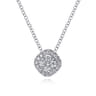14K White Gold Diamond Pave Cushion Pendant Necklace - 0.22 ct