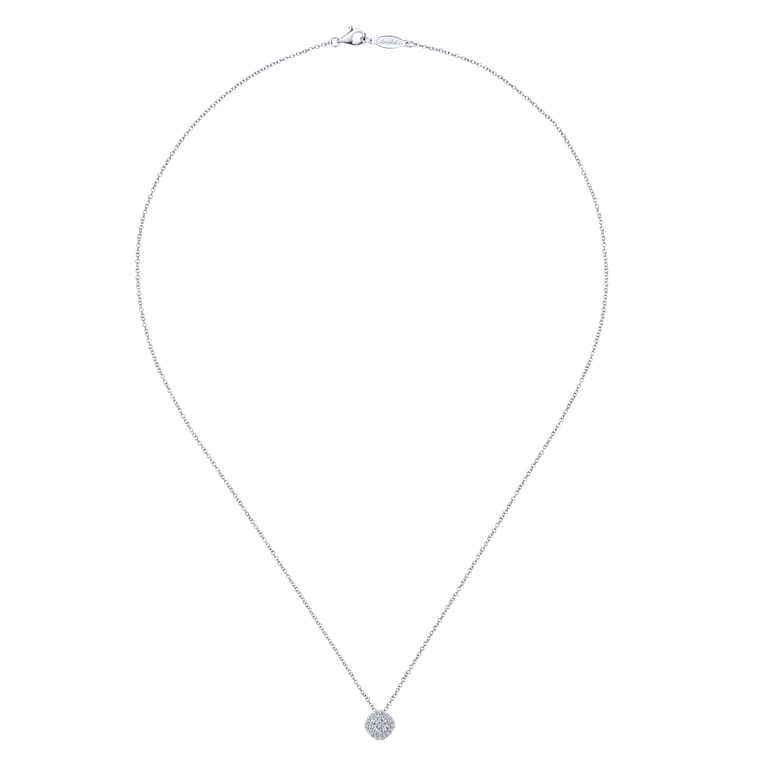 14K White Gold Diamond Pave Cushion Pendant Necklace - 0.22 ct - Shot 2