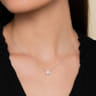 14K White Gold Diamond Pave Cushion Pendant Necklace - 0.22 ct