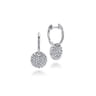 14K White Gold Diamond Pave Disc Drop Earrings - 0.5 ct