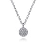 14K White Gold Diamond Pave Disk Pendant Necklace - 0.07 ct