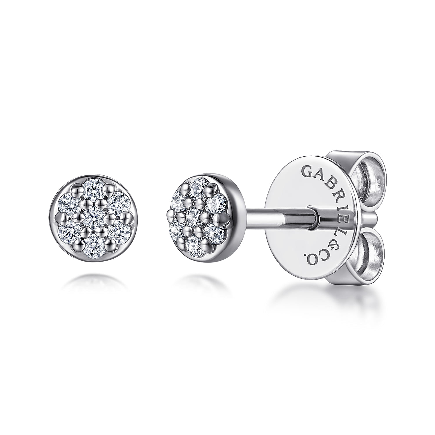 14K White Gold Diamond Pave Disk Stud Earrings - 0.07 ct - Shot 1