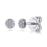 14K White Gold Diamond Pave Disk Stud Earrings - 0.07 ct