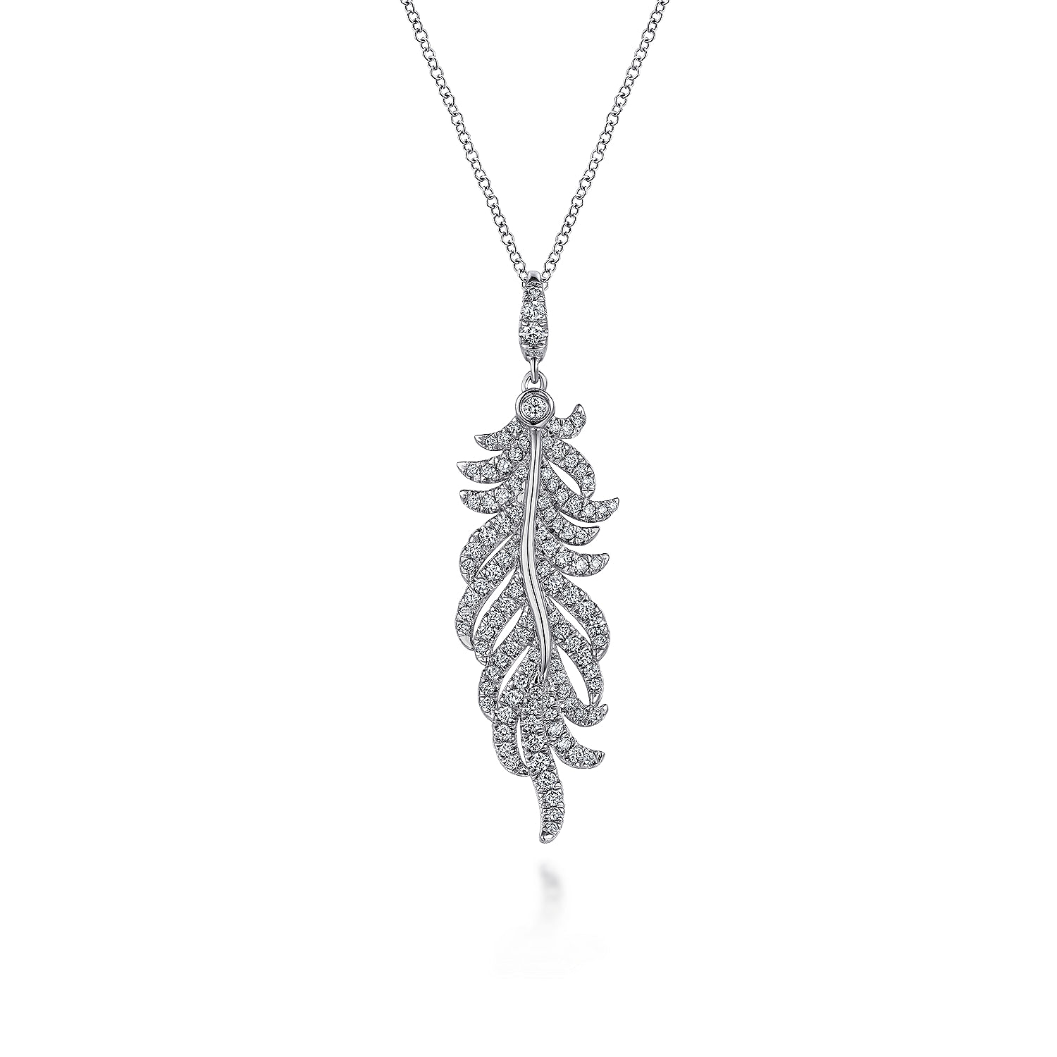 Diamond shop feather pendant