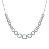 14K White Gold Diamond Pave Graduating Square Link Necklace - 1.45 ct