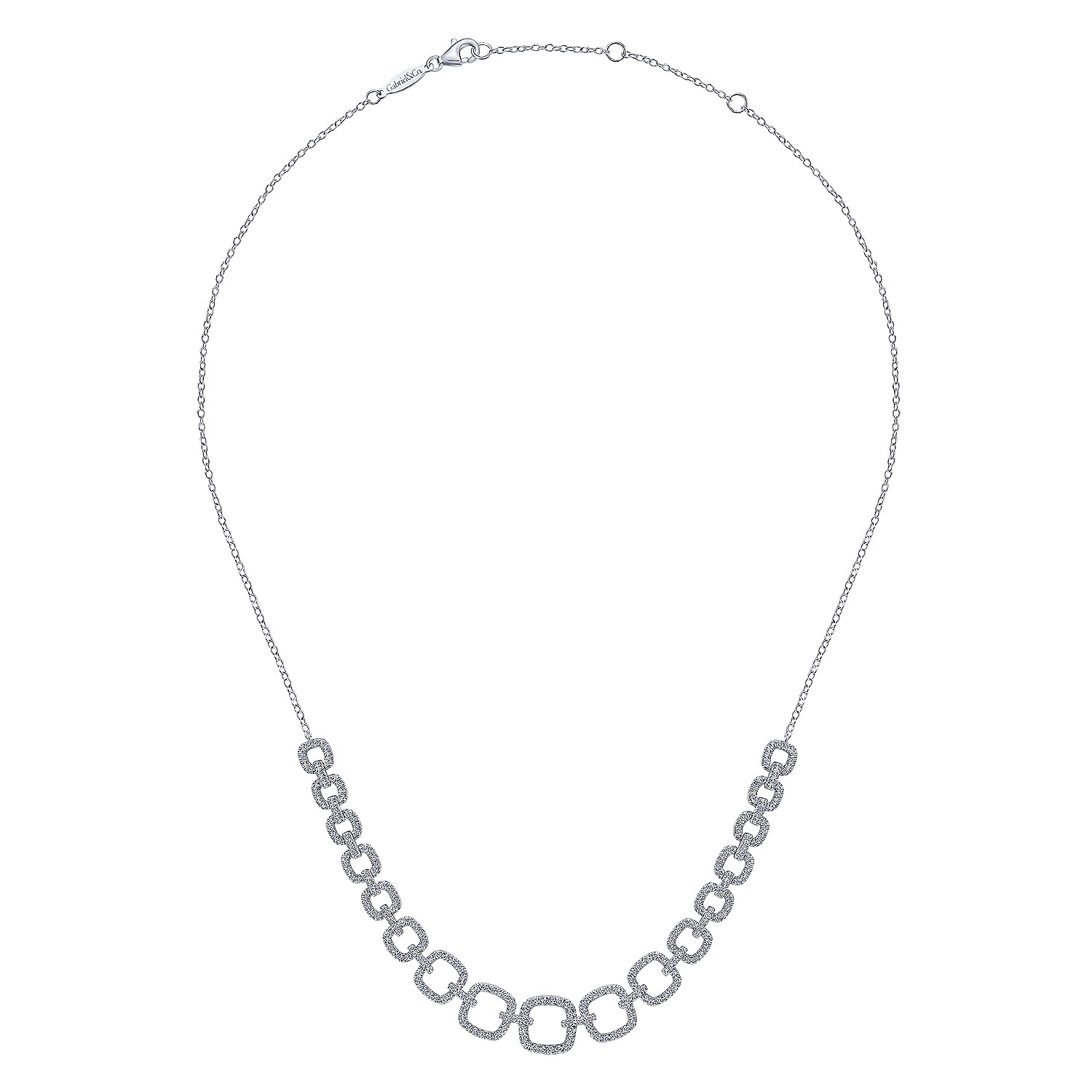 【Gabriela Artigas】White Pave Diamonds Necklace Link Necklace with Stirrup Pavé White Diamonds with Tusk