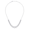 14K White Gold Diamond Pave Graduating Square Link Necklace - 1.45 ct