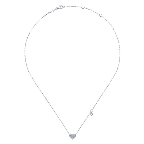 14K White Gold Diamond Pave Heart Pendant Necklace - 0.2 ct - Shot 2