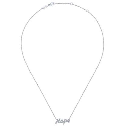 14K White Gold Diamond Pave Hope Necklace