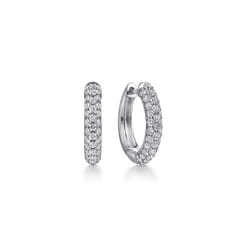 14K White Gold Diamond Pave Huggie Earrings